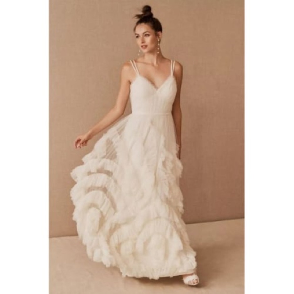 -BHLDN Marchesa Notte Greer Wedding Dress Gown 12 (unaltered) EUC Ivory - Picture 4 of 8
